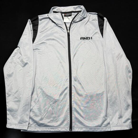 AND1 Other - AND1 Full Zip Track Jacket Gray Black Men’s XL Basketball Warm Up Athletic